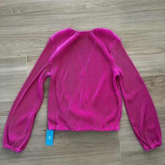 Cupshe Magenta Long Sleeve Peasant Blouse Women’s XS S V Neck Surplice Wrap Top - Picture 8 of 8